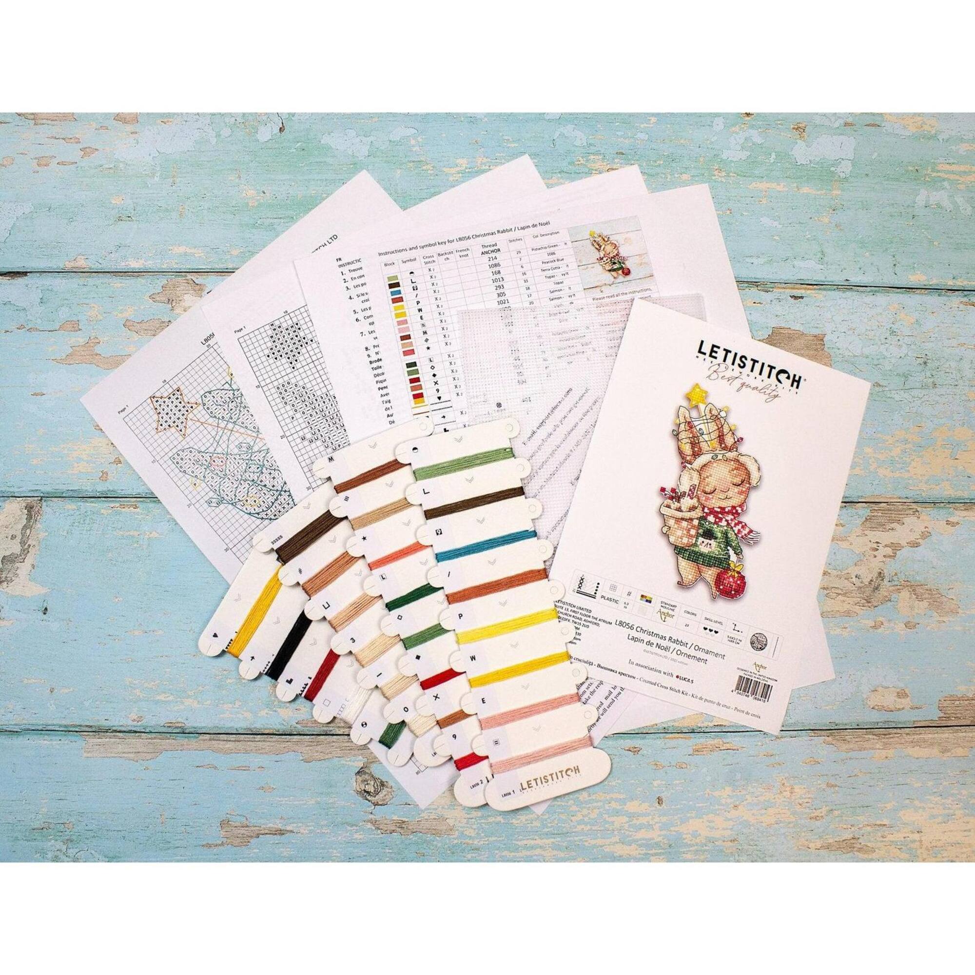 Letistitch Christmas Rabbit Ornament Counted Cross Stitch Kit